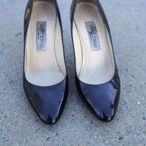 Jimmy Choo Gilbert Patent Leather Pumps Black Size 39 Italy Classic Heels Repair - Picture 9 of 12